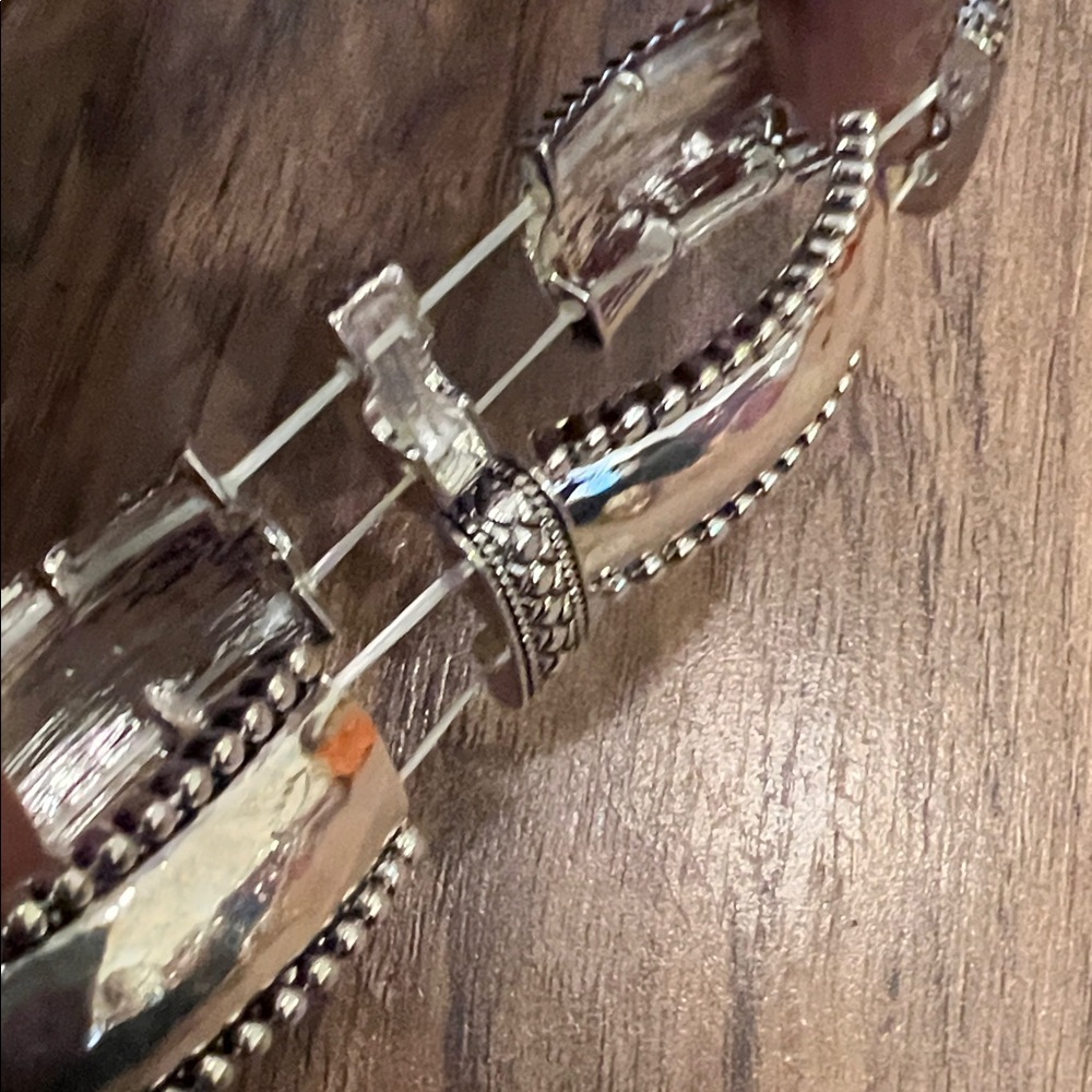 Silver-Tone Beaded Statement Bangle Bracelet - Wo… - image 2